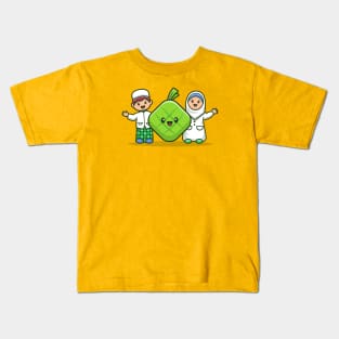 Moslem Couple With Cute Ketupat Cartoon Illustration Kids T-Shirt